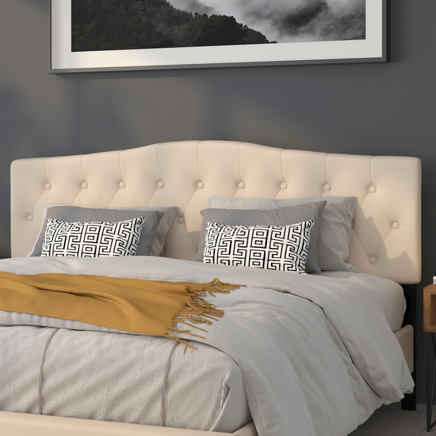 Contemporary Fabric Upholstered Headboard with Diamond Tufting (Full, Queen, King, Twin)