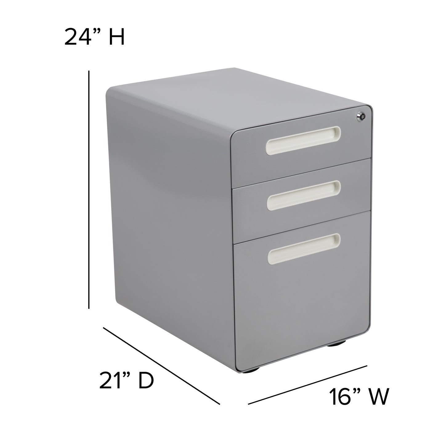 Ergonomic 3-Drawer Mobile Locking File Cabinet with Anti-Tilt