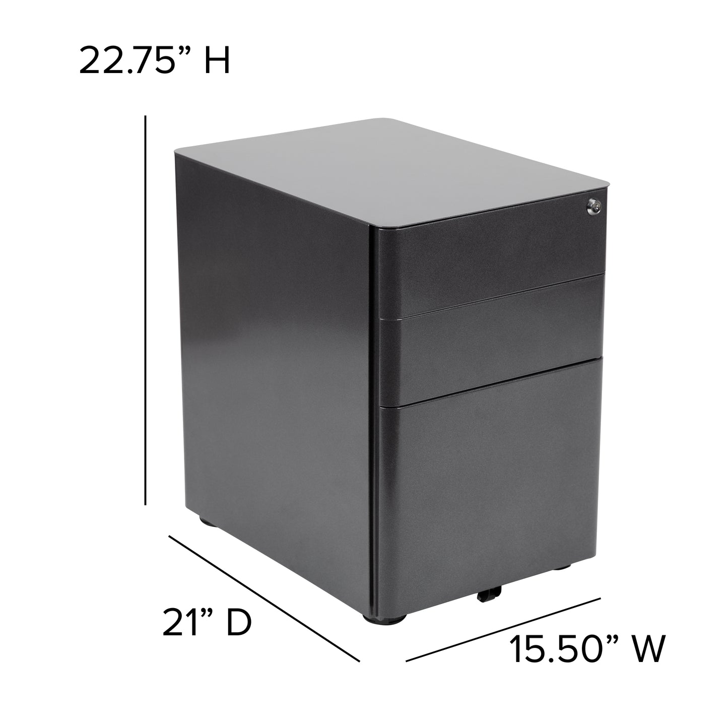 Modern 3-Drawer Mobile Locking Filing Cabinet with Anti-Tilt Mechanism and Hanging Drawer