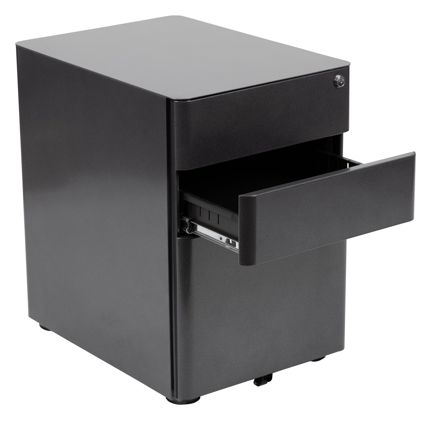 Modern 3-Drawer Mobile Locking Filing Cabinet with Anti-Tilt Mechanism and Hanging Drawer