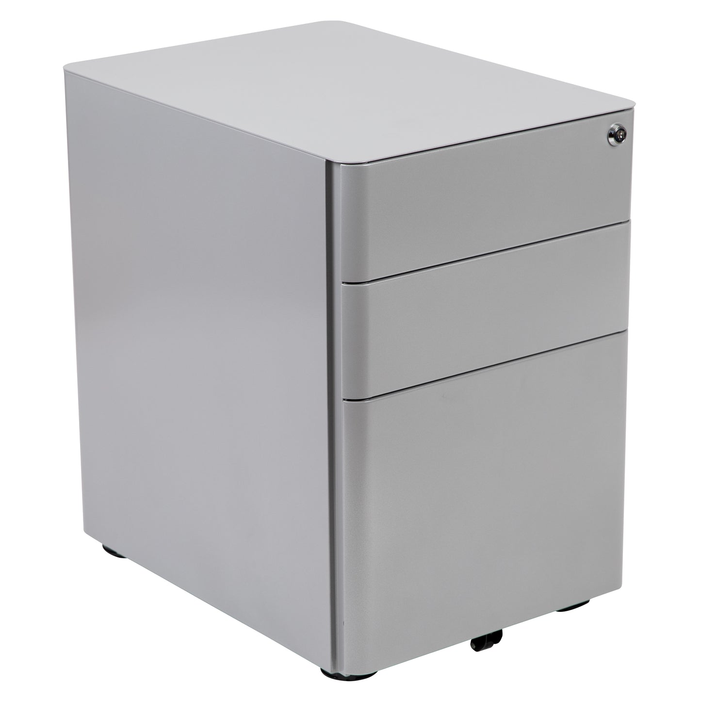 Modern 3-Drawer Mobile Locking Filing Cabinet with Anti-Tilt Mechanism and Hanging Drawer