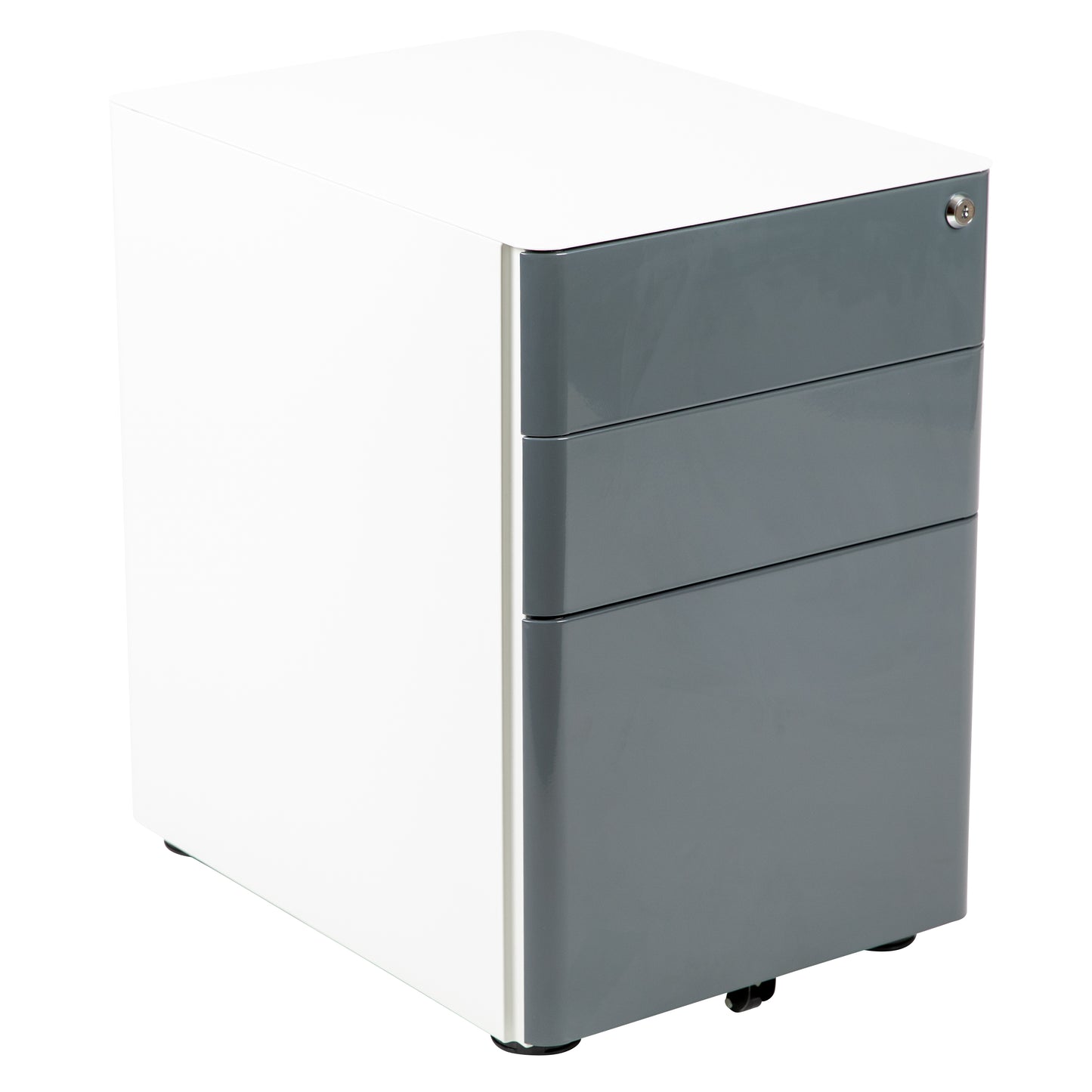 Modern 3-Drawer Mobile Locking Filing Cabinet with Anti-Tilt Mechanism and Hanging Drawer