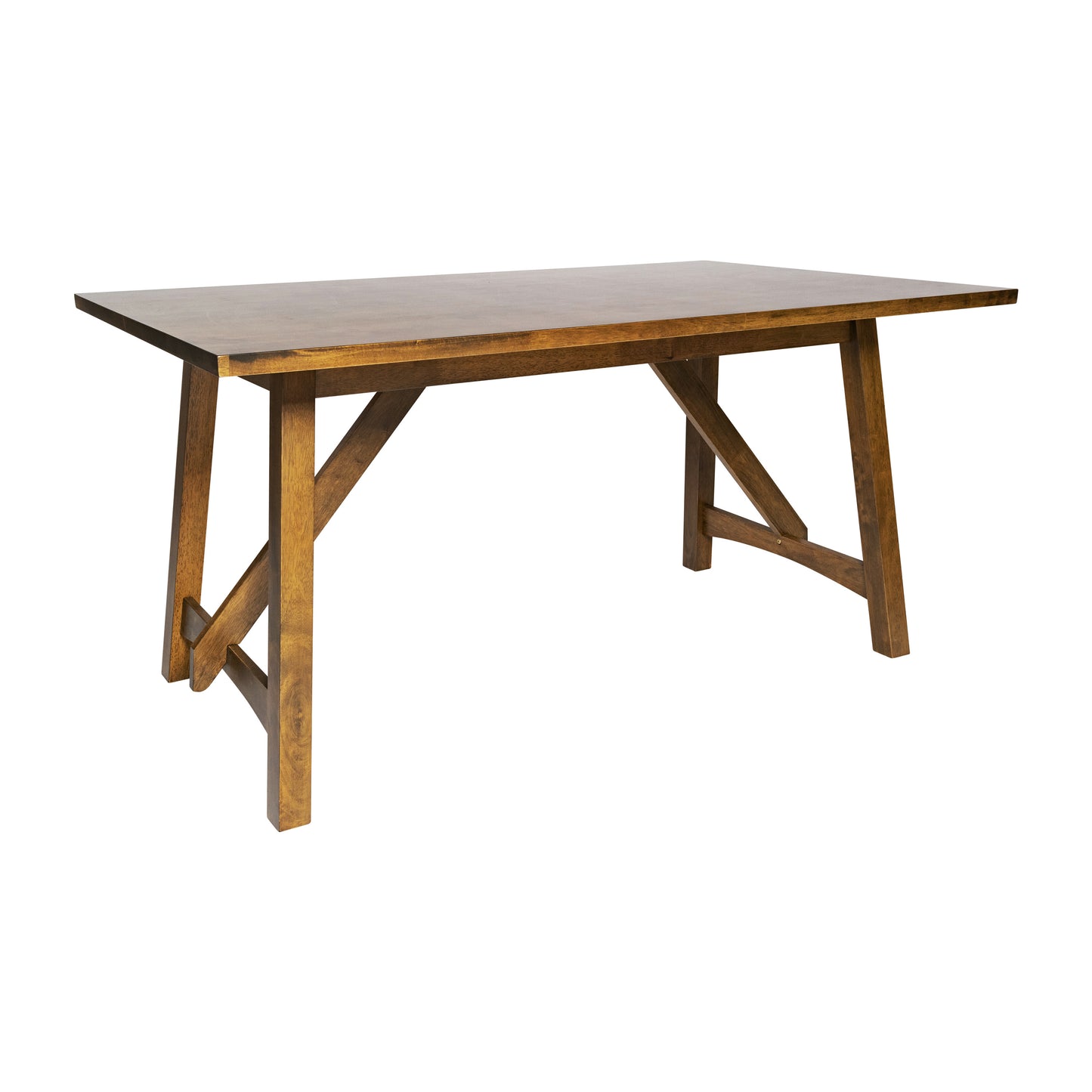 60-Inch Solid Wood Farmhouse Trestle Dining Table – Seating for 6