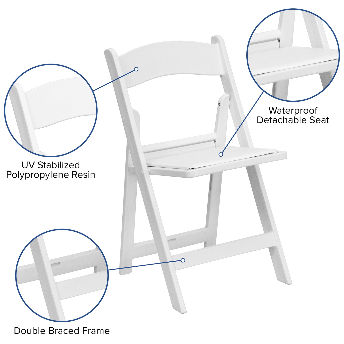 Commercial Grade Resin Light Weight Folding Chair - 800 lb. Capacity