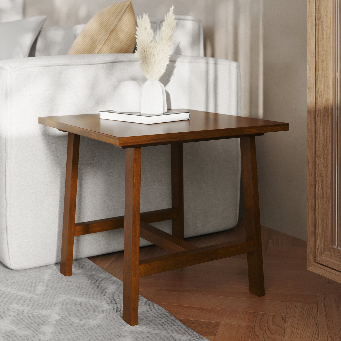 Solid Wood Farmhouse End Table