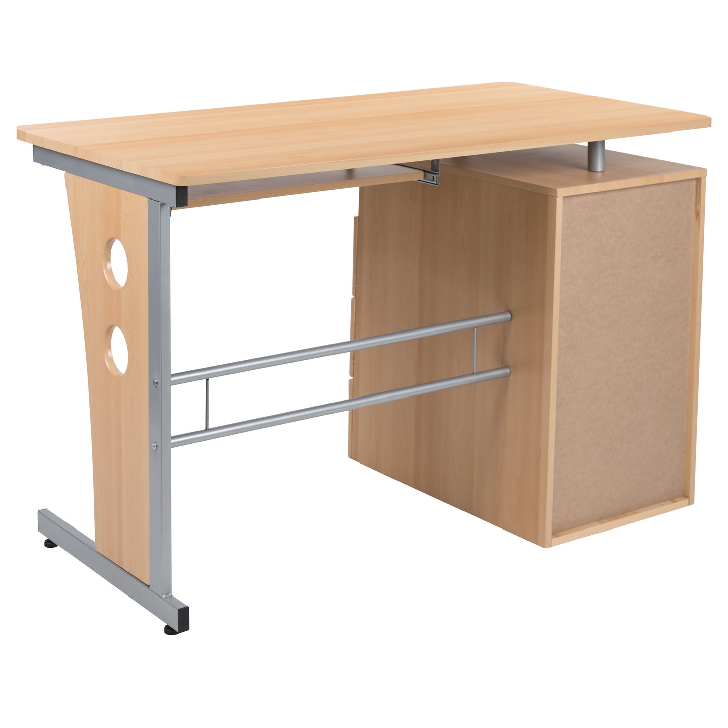 Three-Drawer Single Pedestal Computer Desk with Pull-Out Keyboard Tray