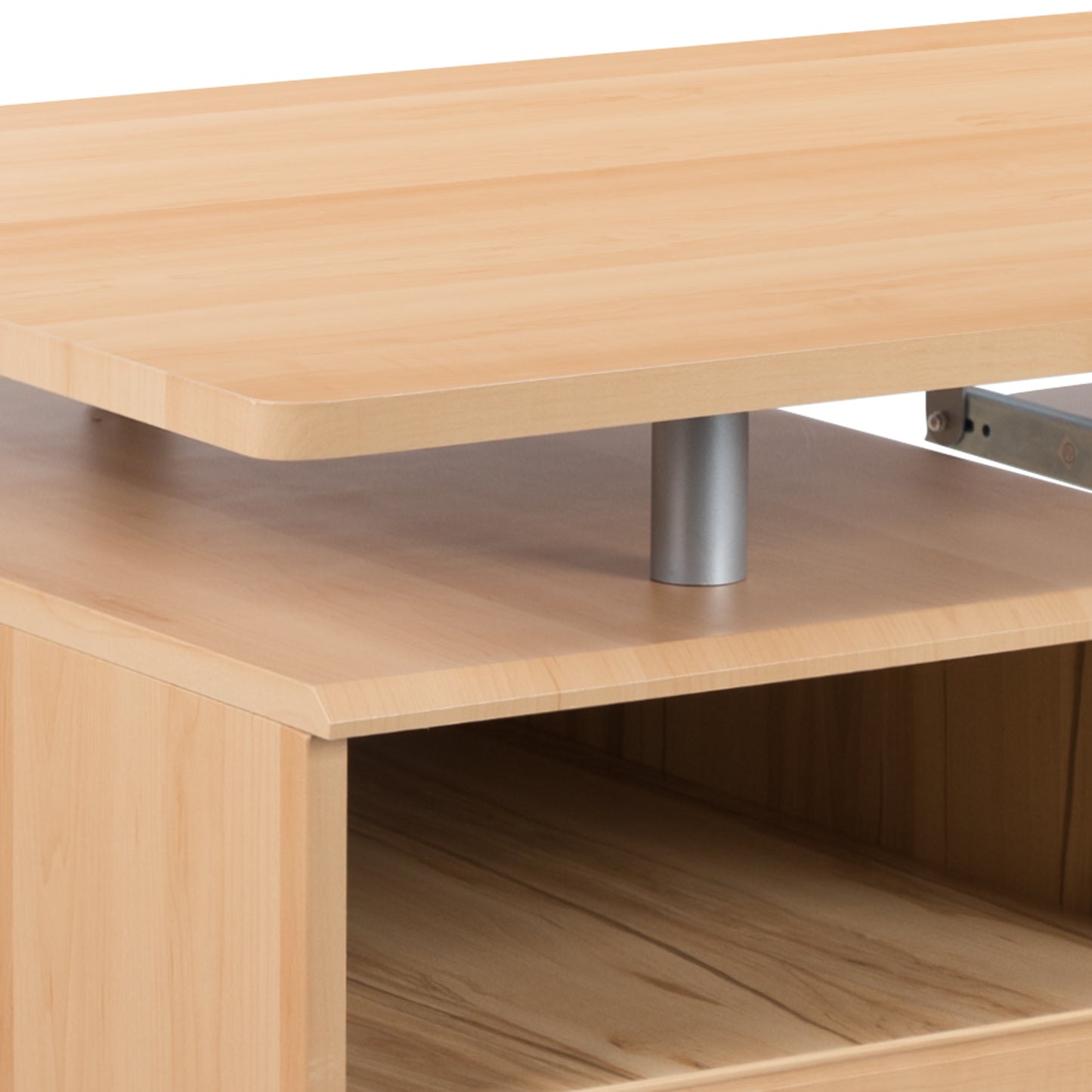 Three-Drawer Single Pedestal Computer Desk with Pull-Out Keyboard Tray