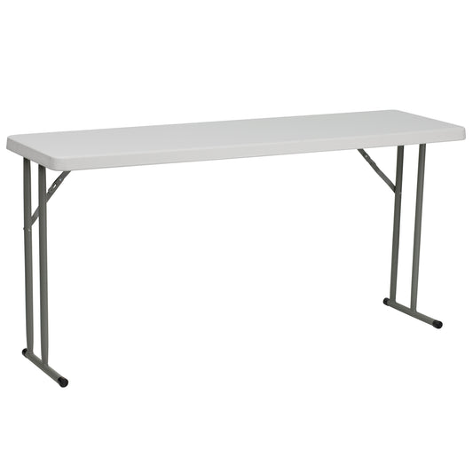 3-Person Commercial 5 ft. Folding Table with Granite White Top and 220 lb. Capacity