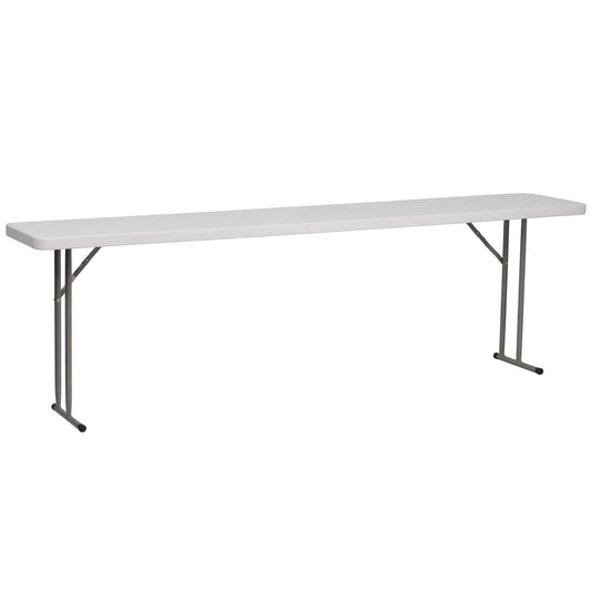 4-Person Commercial 8 ft. Folding Table with Granite White Top and 330 lb. Capacity