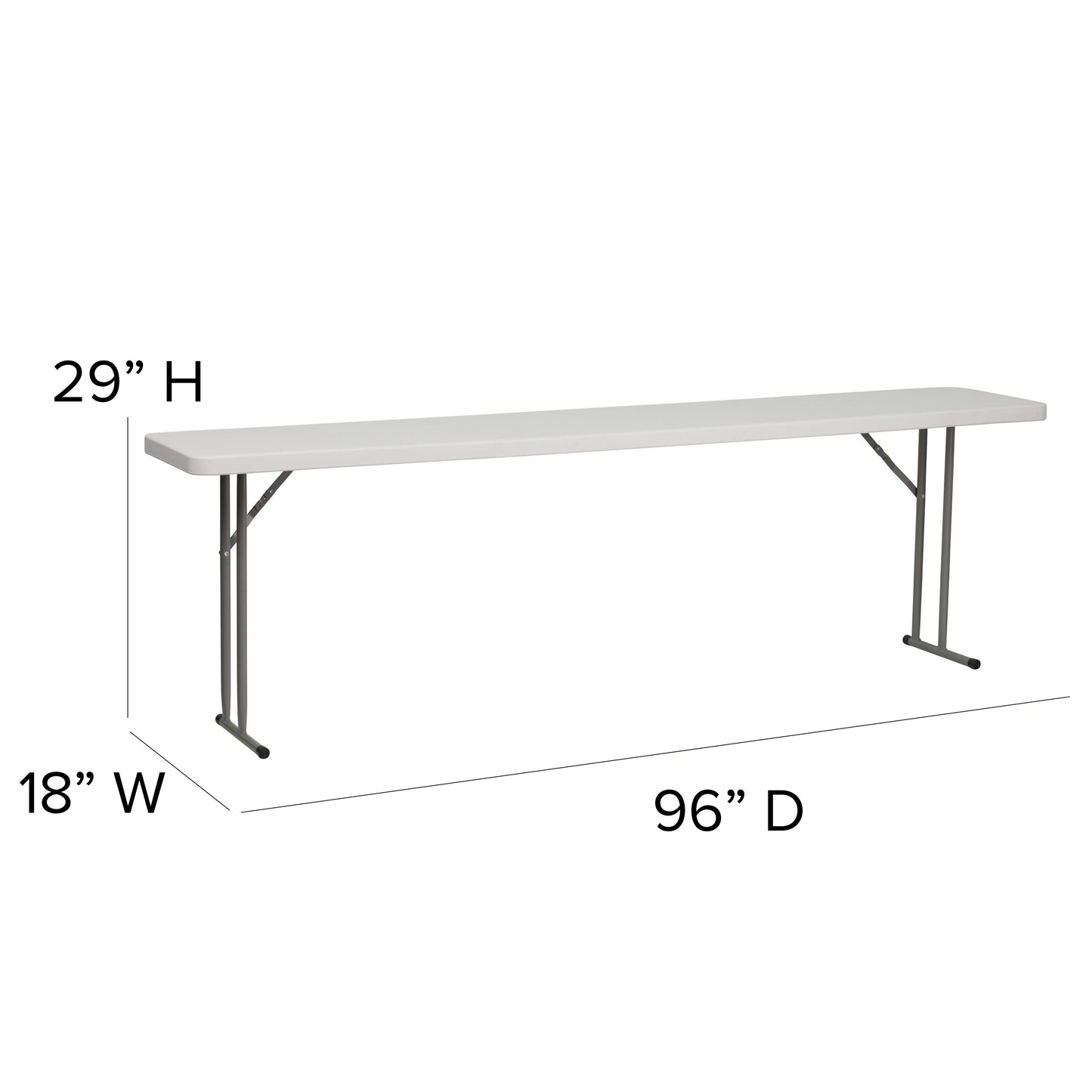 4-Person Commercial 8 ft. Folding Table with Granite White Top and 330 lb. Capacity