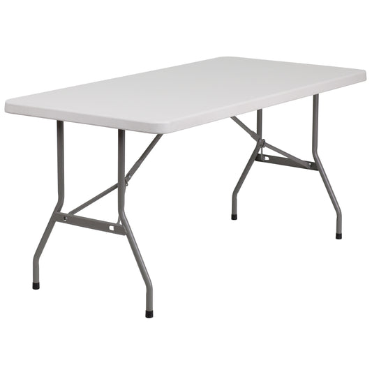 Commercial Grade Granite White Plastic Folding Table - 5 Ft.