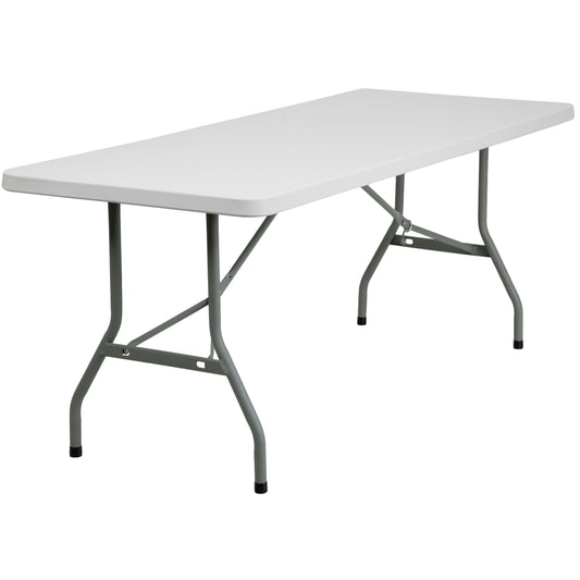 Commercial Grade Granite White Plastic Folding Table - 6 Ft.