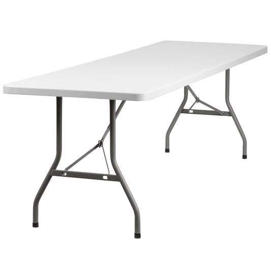 Commercial Grade Granite White Plastic Folding Table - 8 Ft.