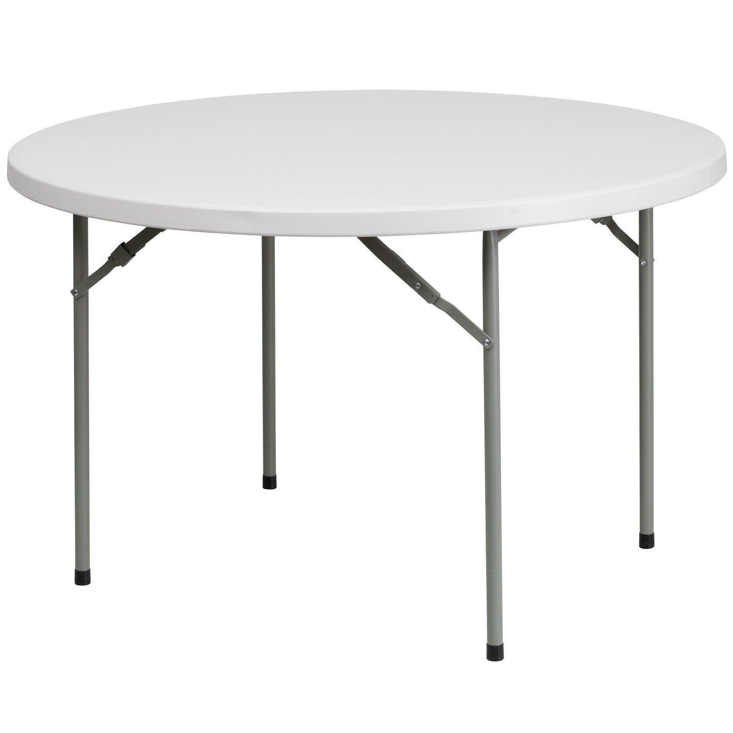 4-Foot Round Granite White Plastic Folding Table