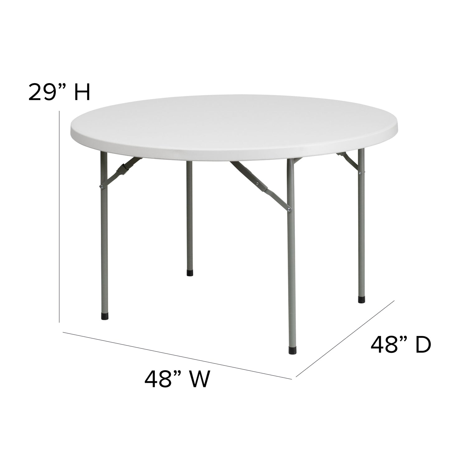 4-Foot Round Granite White Plastic Folding Table