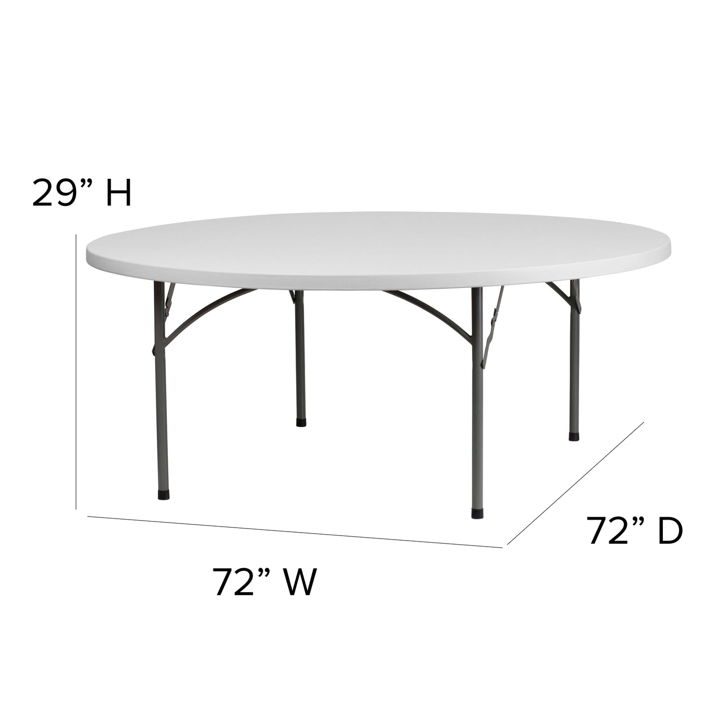 6-Foot Round Granite White Plastic Folding Table