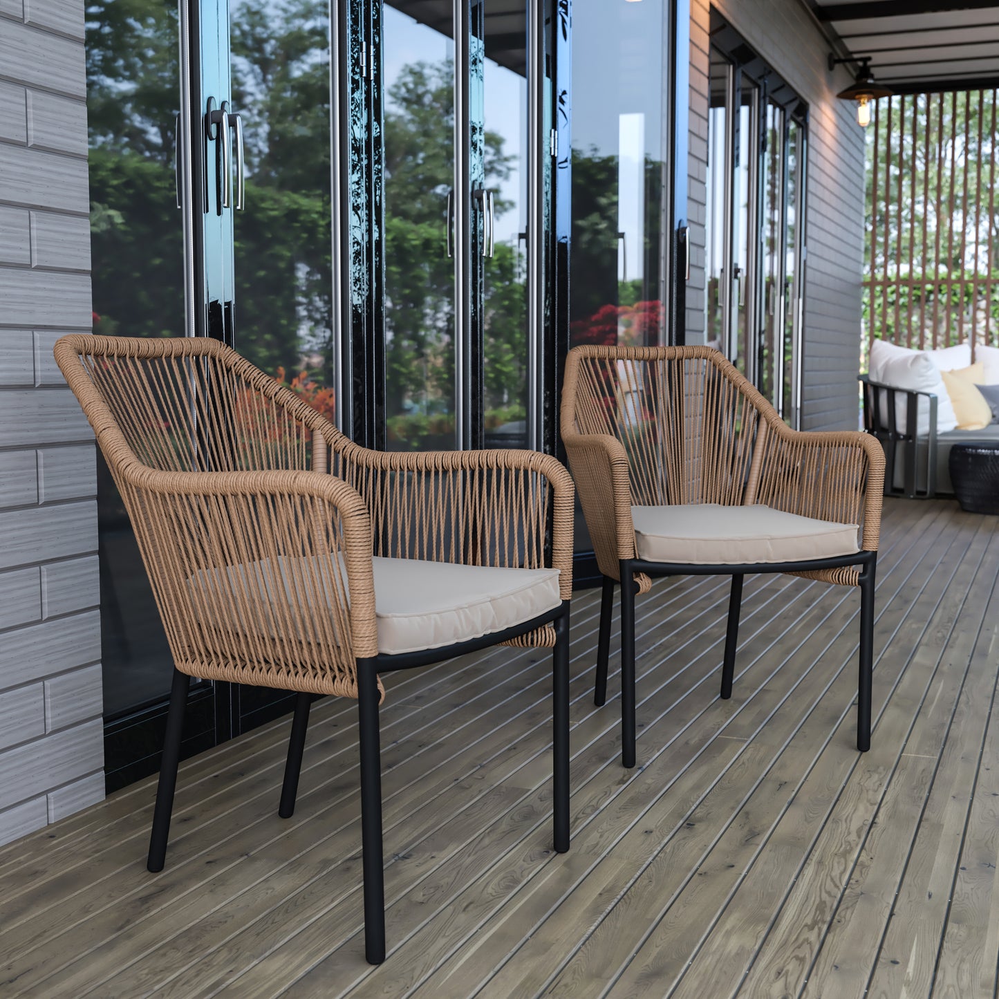 All-Weather Woven Stacking Club Chairs - Set of 2