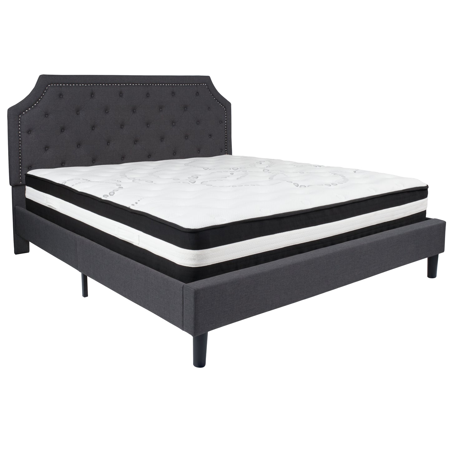 Button Tufted Upholstered Platform Bed with Memory Foam Pocket Spring Mattress (Twin, Full, Queen, King)