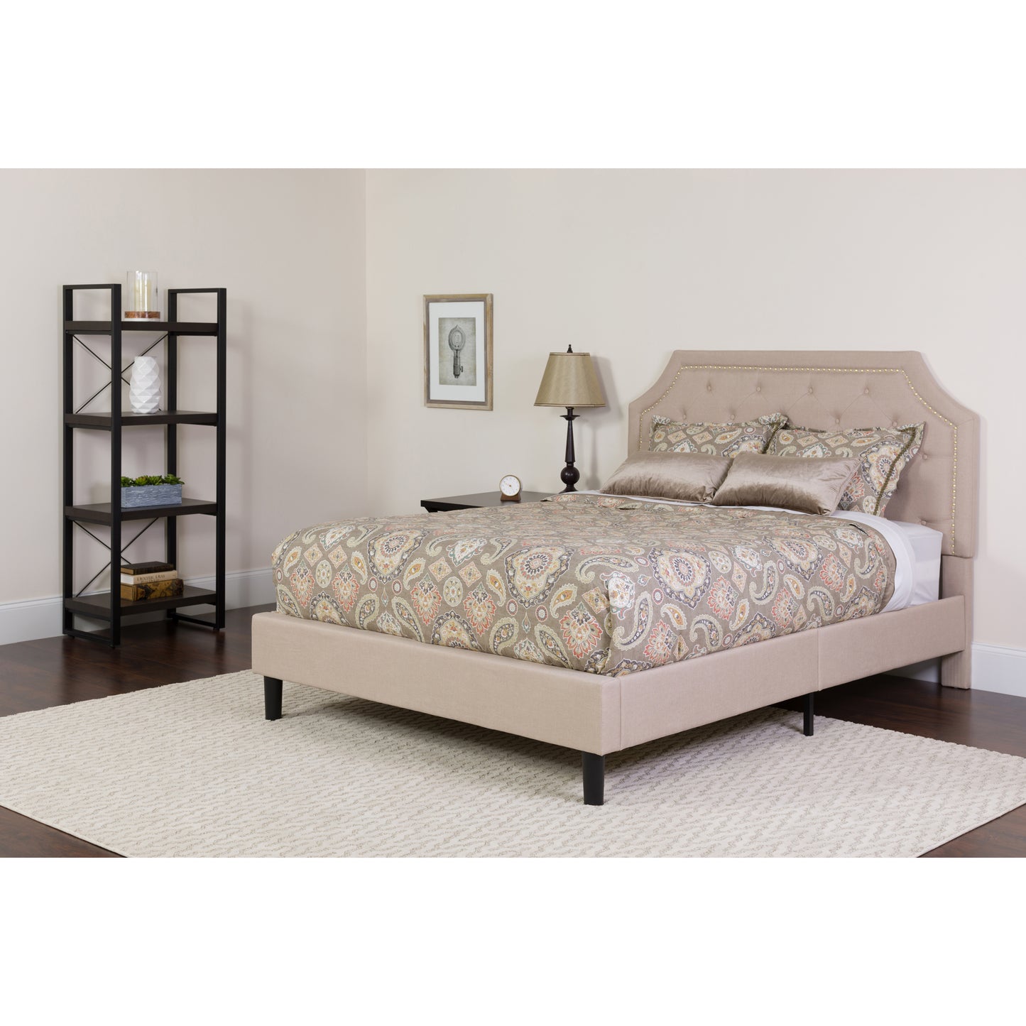 Button Tufted Upholstered Platform Bed with Memory Foam Pocket Spring Mattress (Twin, Full, Queen, King)