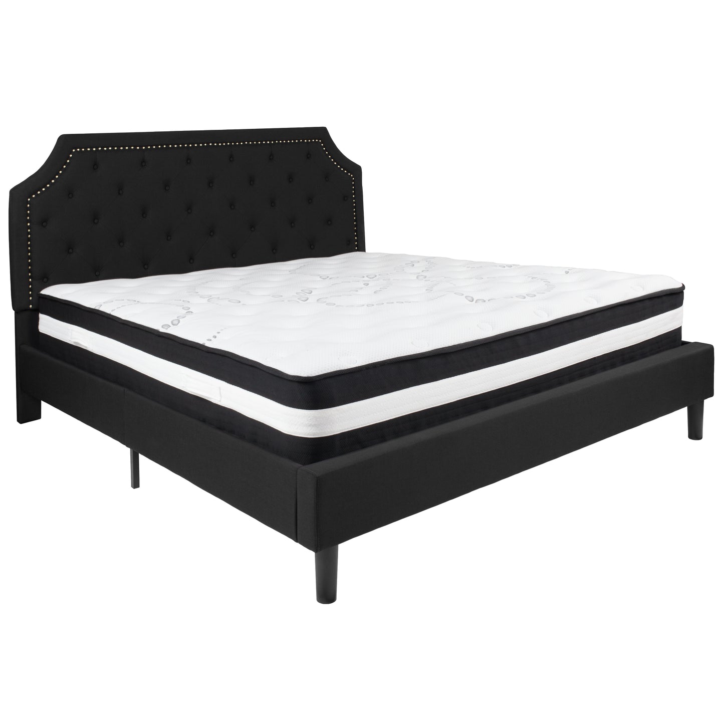 Button Tufted Upholstered Platform Bed with Memory Foam Pocket Spring Mattress (Twin, Full, Queen, King)