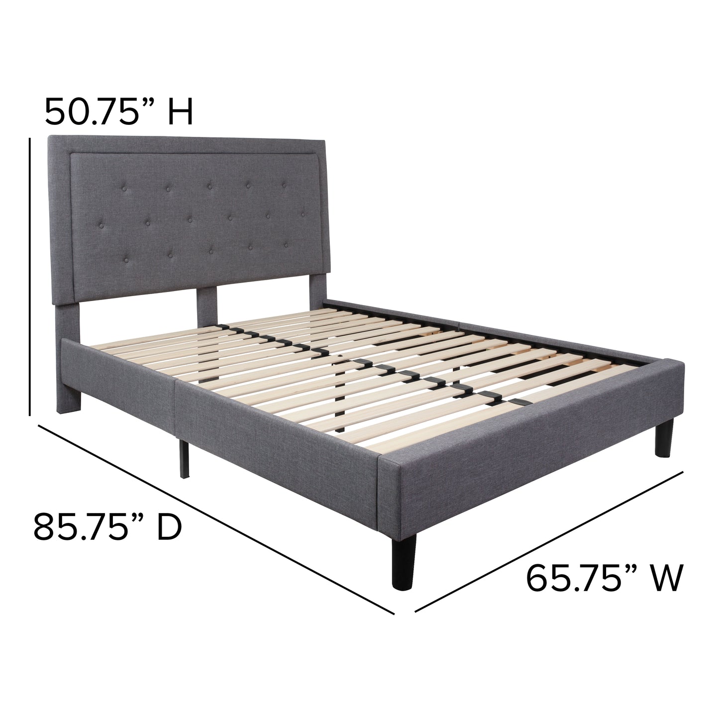 Queen Size Tufted Upholstered Platform Bed with 10 Inch CertiPUR-US Certified Pocket Spring Mattress