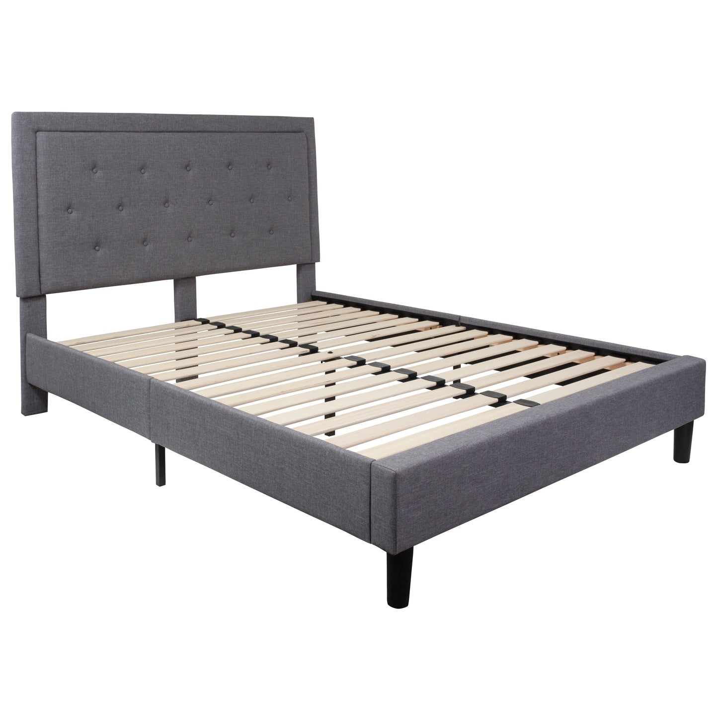 Queen Size Tufted Upholstered Platform Bed with 10 Inch CertiPUR-US Certified Pocket Spring Mattress