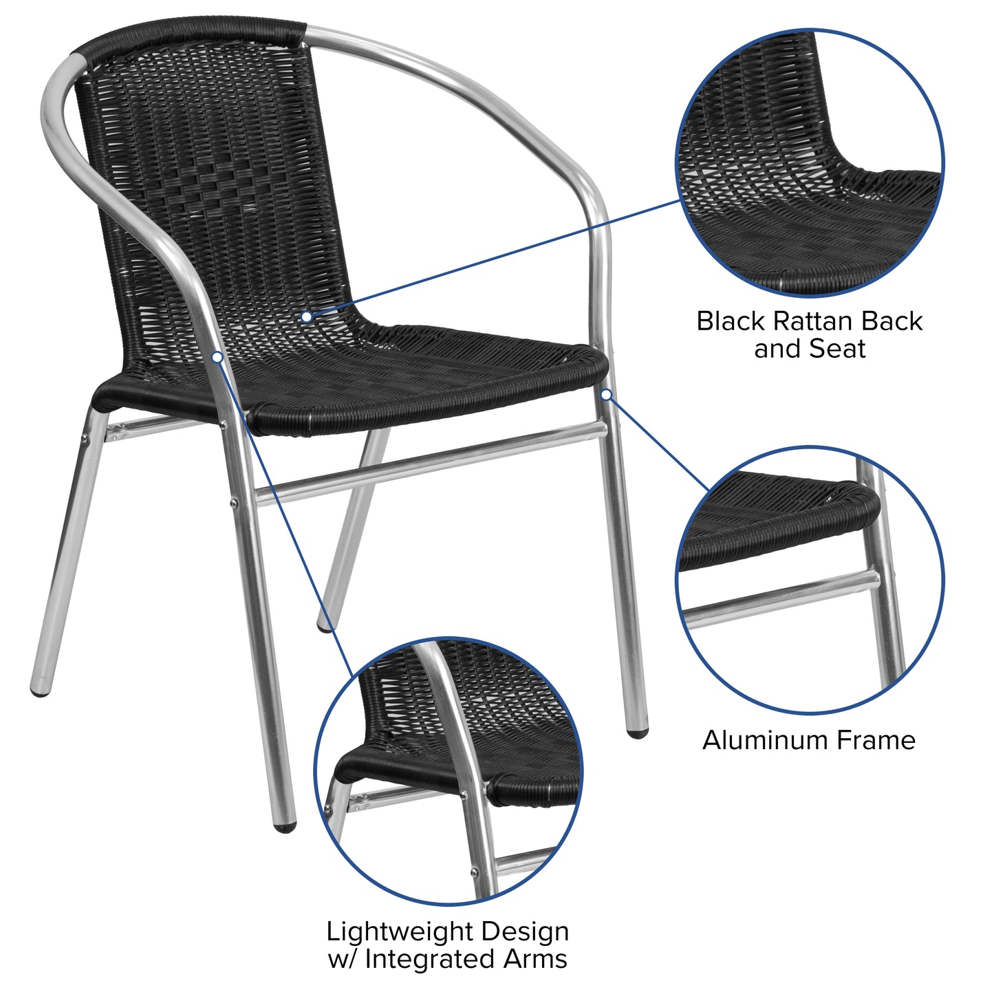 Commercial Durable Stackable Rattan Restaurant Chair