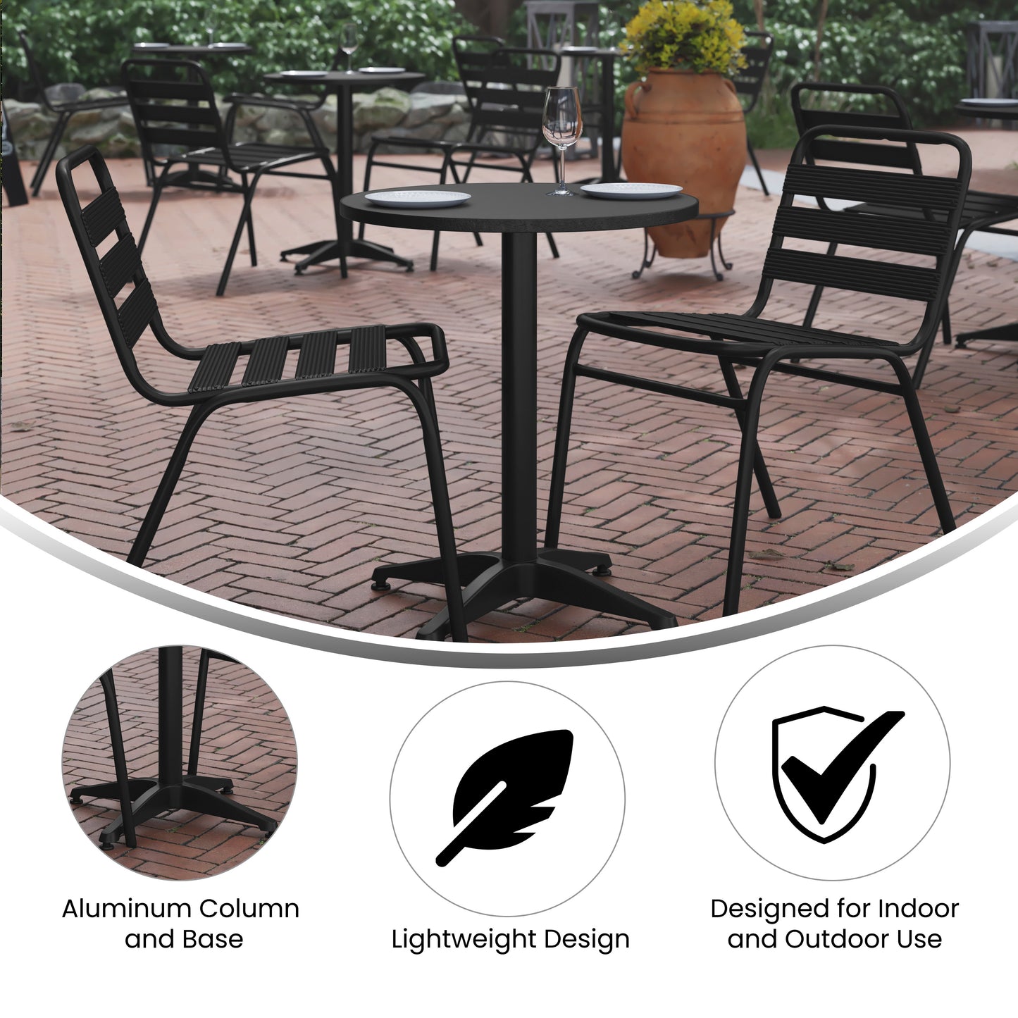 Commercial Metal Round Indoor/Outdoor Table - 23.5" W