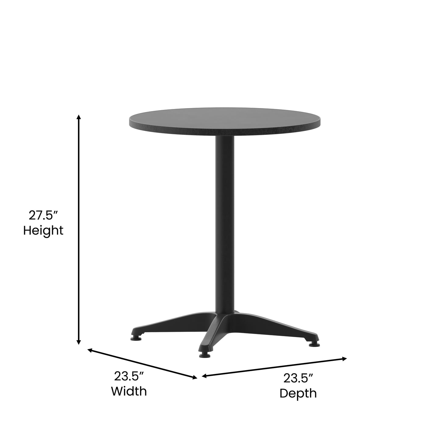 Commercial Metal Round Indoor/Outdoor Table - 23.5" W