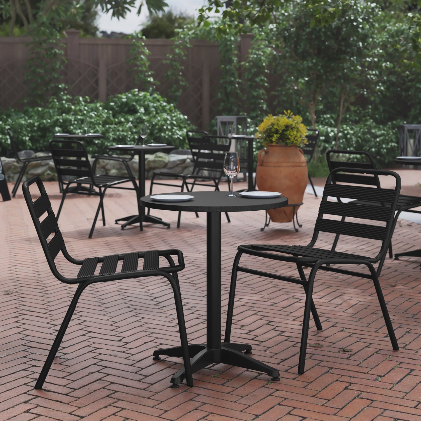 Commercial Metal Round Indoor/Outdoor Table - 23.5" W