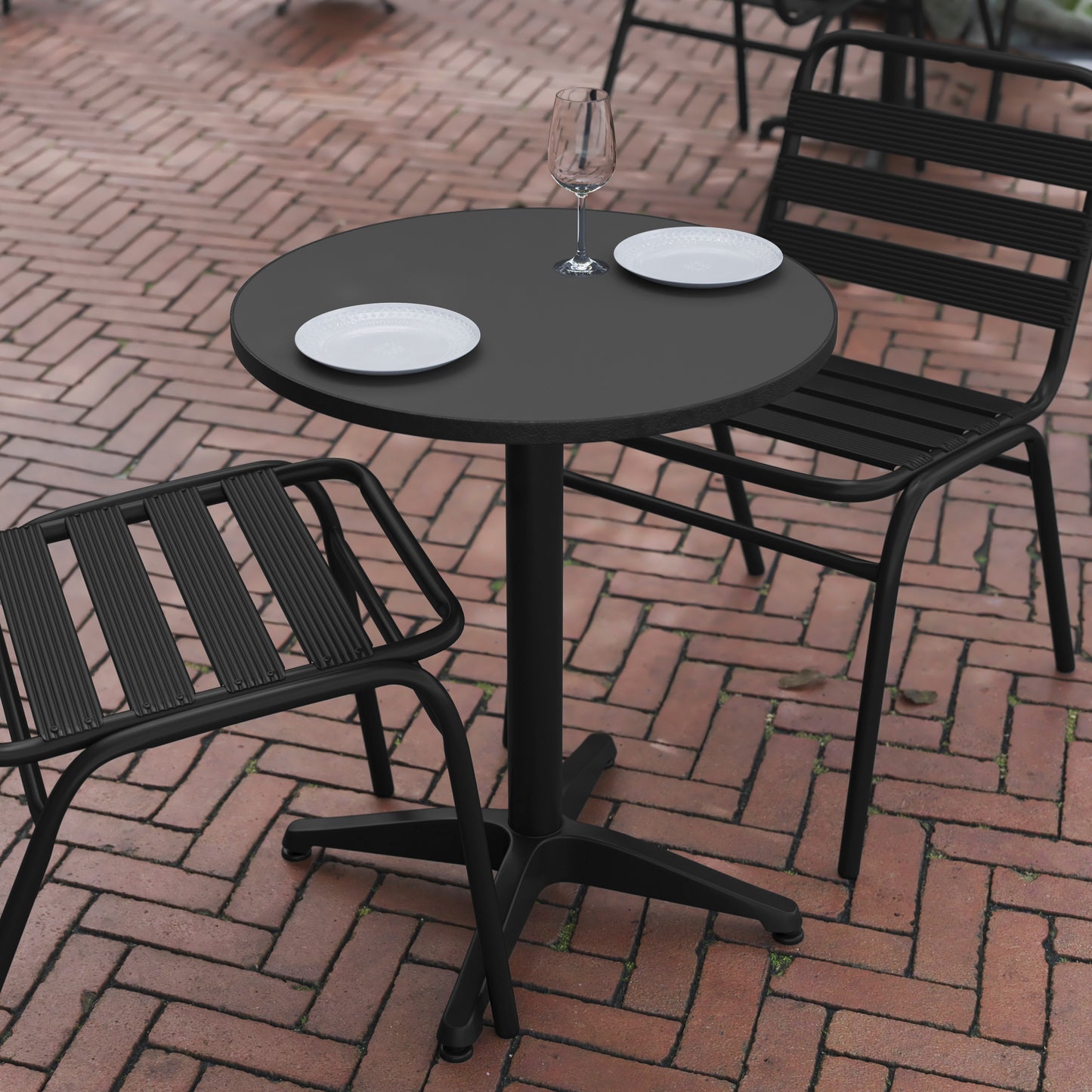 Commercial Metal Round Indoor/Outdoor Table - 23.5" W