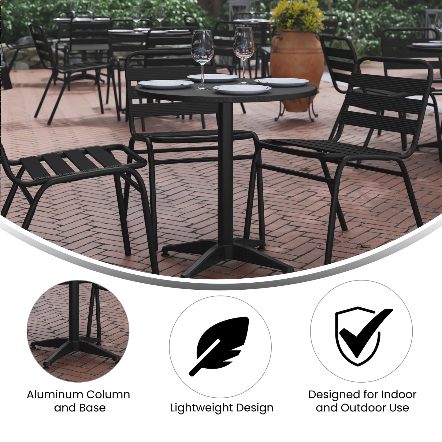 Commercial Metal Round Indoor/Outdoor Table - 27.5" W