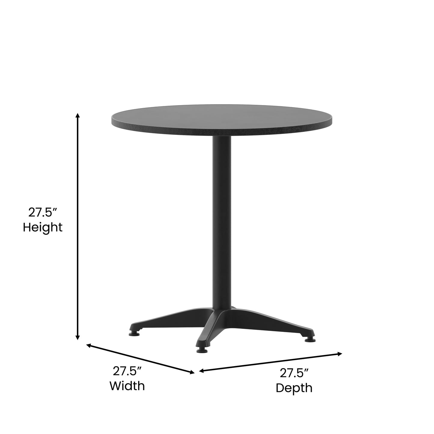 Commercial Metal Round Indoor/Outdoor Table - 27.5" W