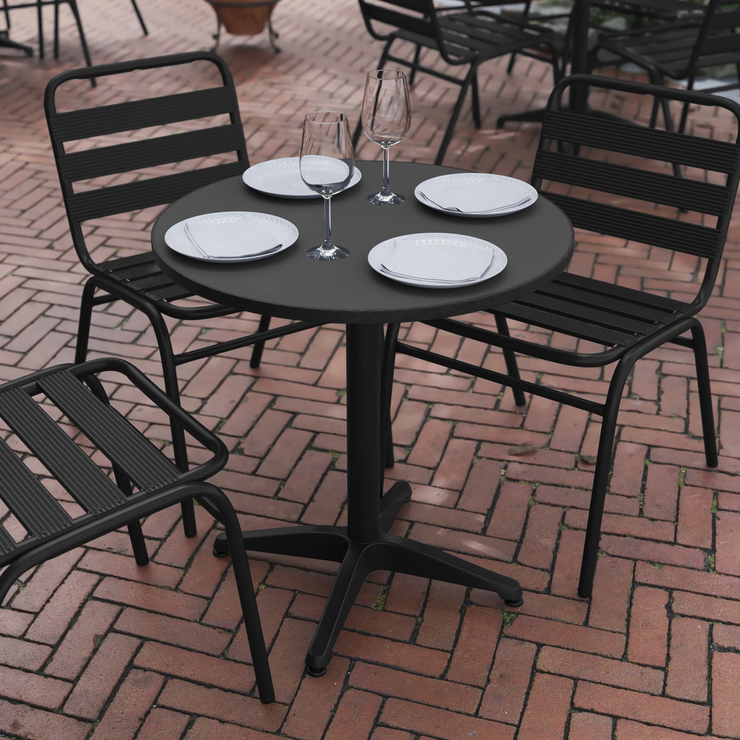 Commercial Metal Round Indoor/Outdoor Table - 27.5" W