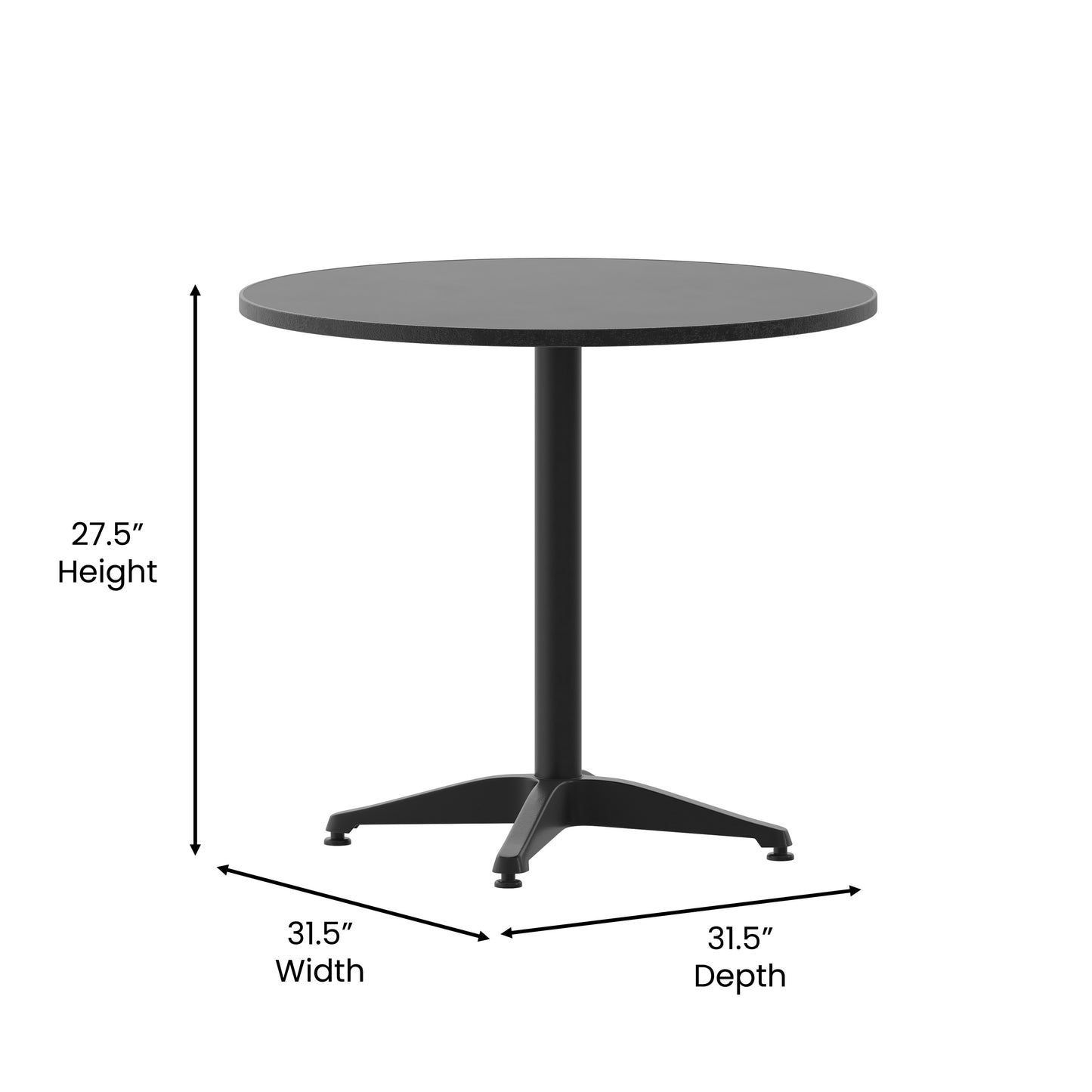 Commercial Metal Round Indoor/Outdoor Table - 31.5" W