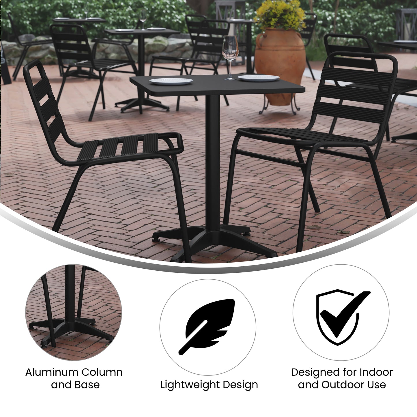 Commercial Metal Square Indoor/Outdoor Table - 23.5" W