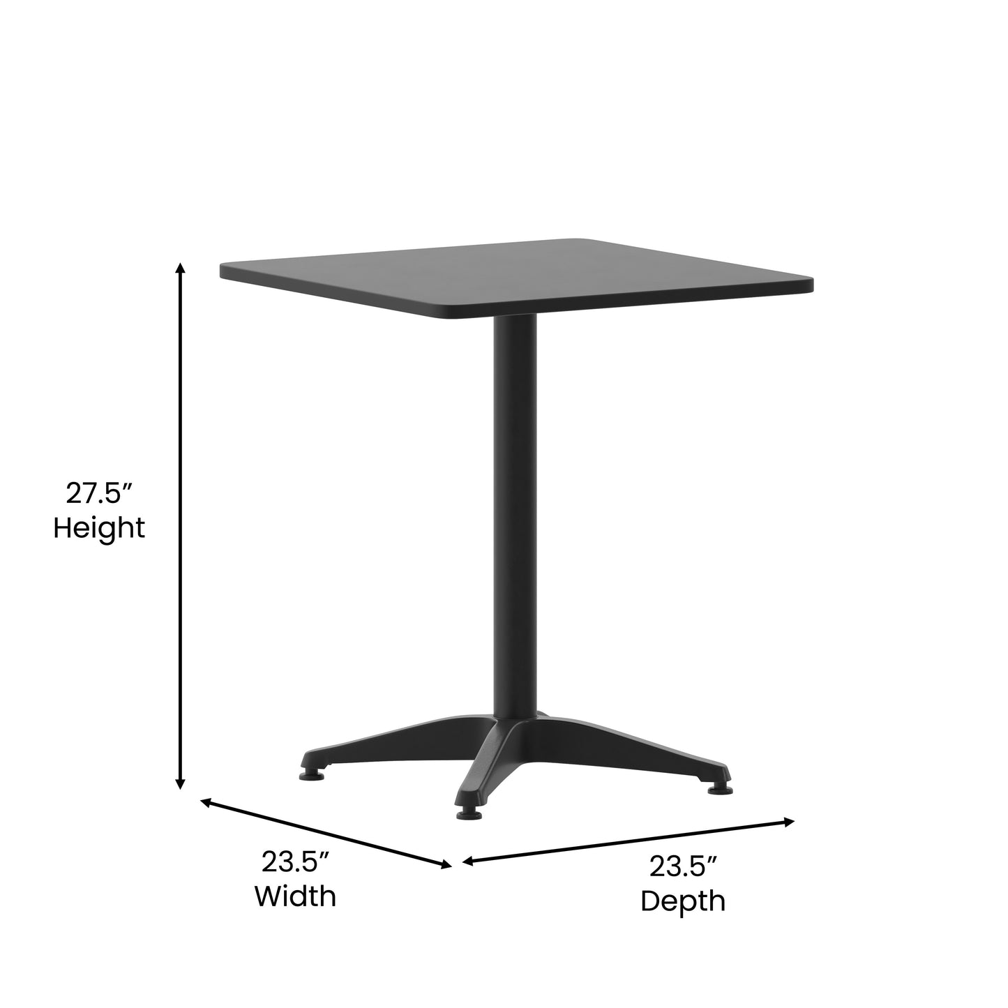 Commercial Metal Square Indoor/Outdoor Table - 23.5" W