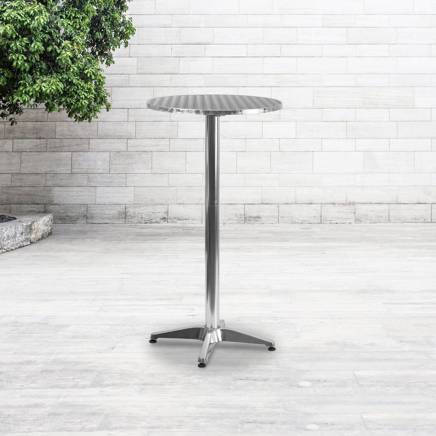 Round Stainless Steel Folding Bar Table for Indoor/Outdoor Use