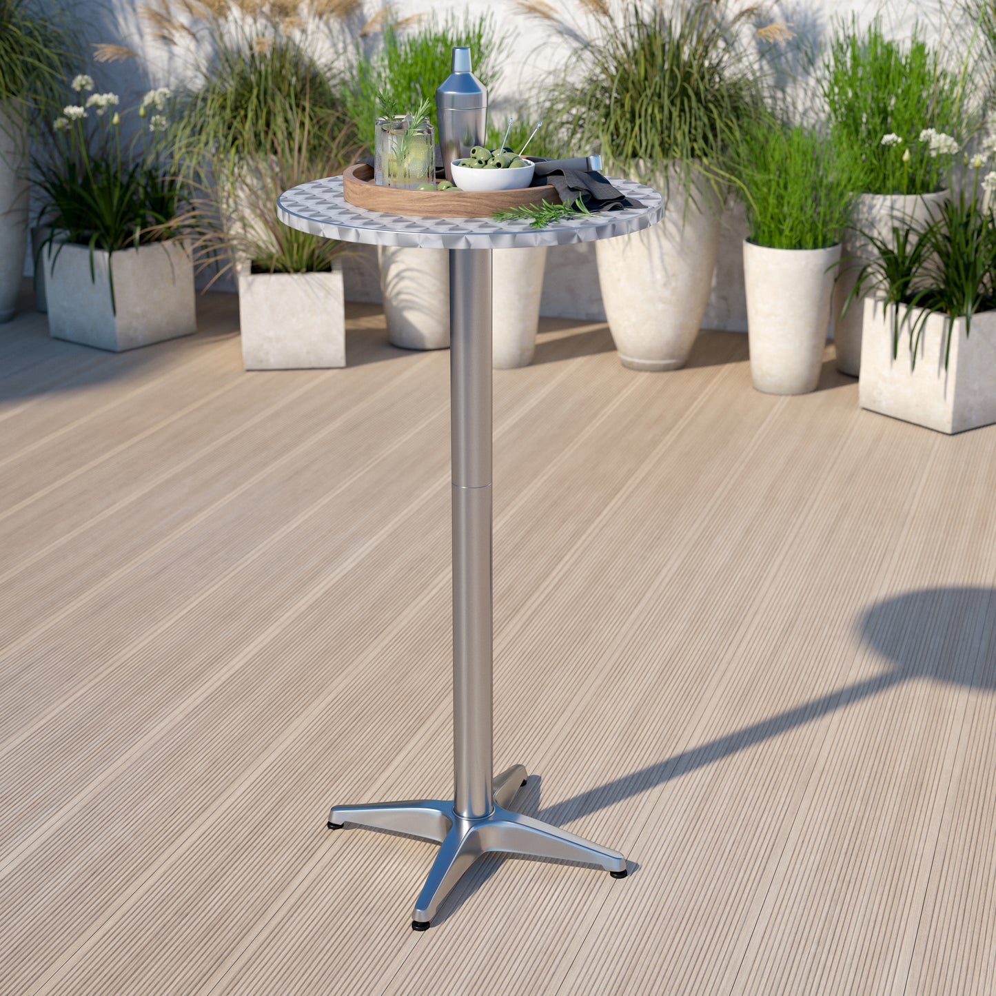 Round Stainless Steel Folding Bar Table for Indoor/Outdoor Use