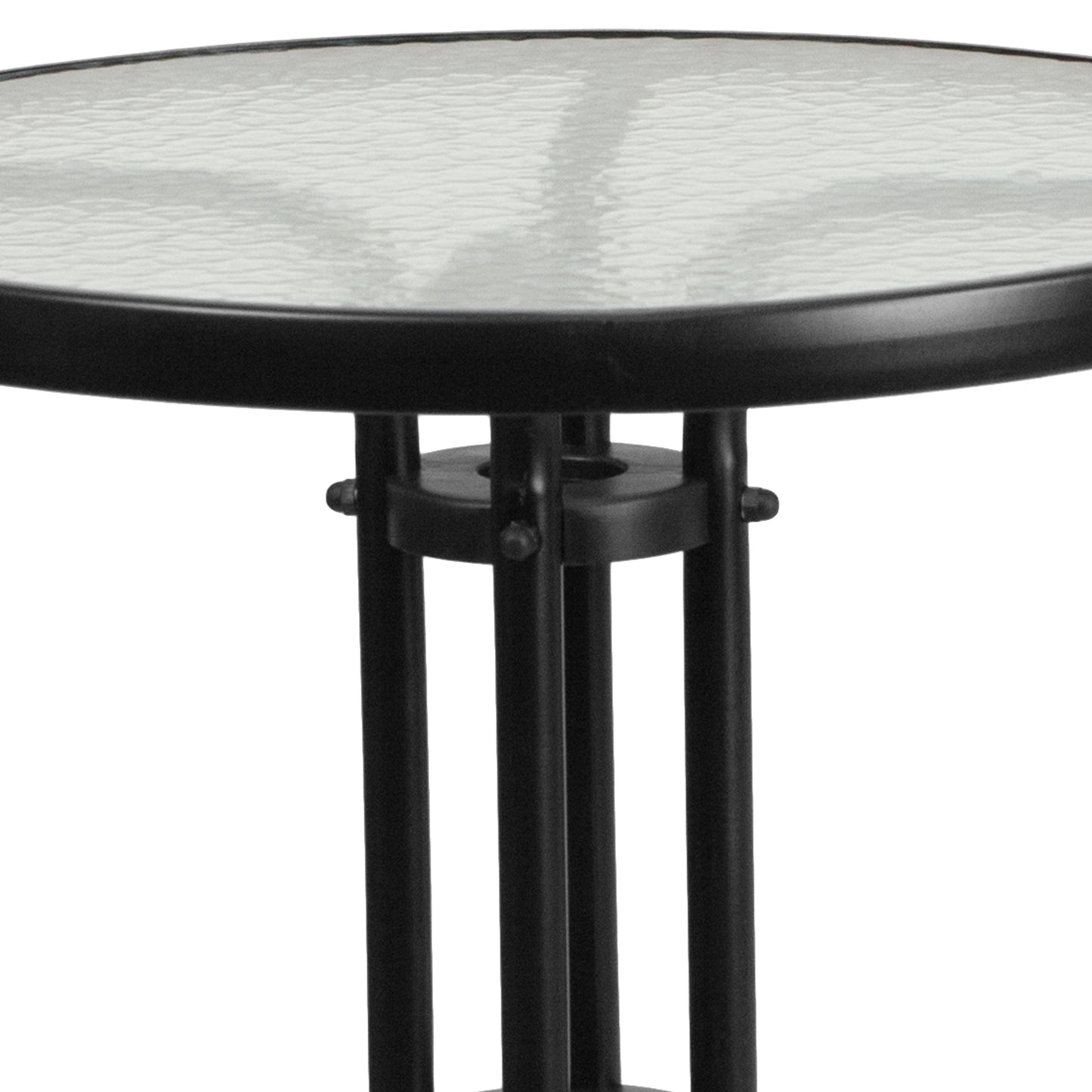 23.75" Round Glass Metal Table with 2 Aluminum Chairs Set