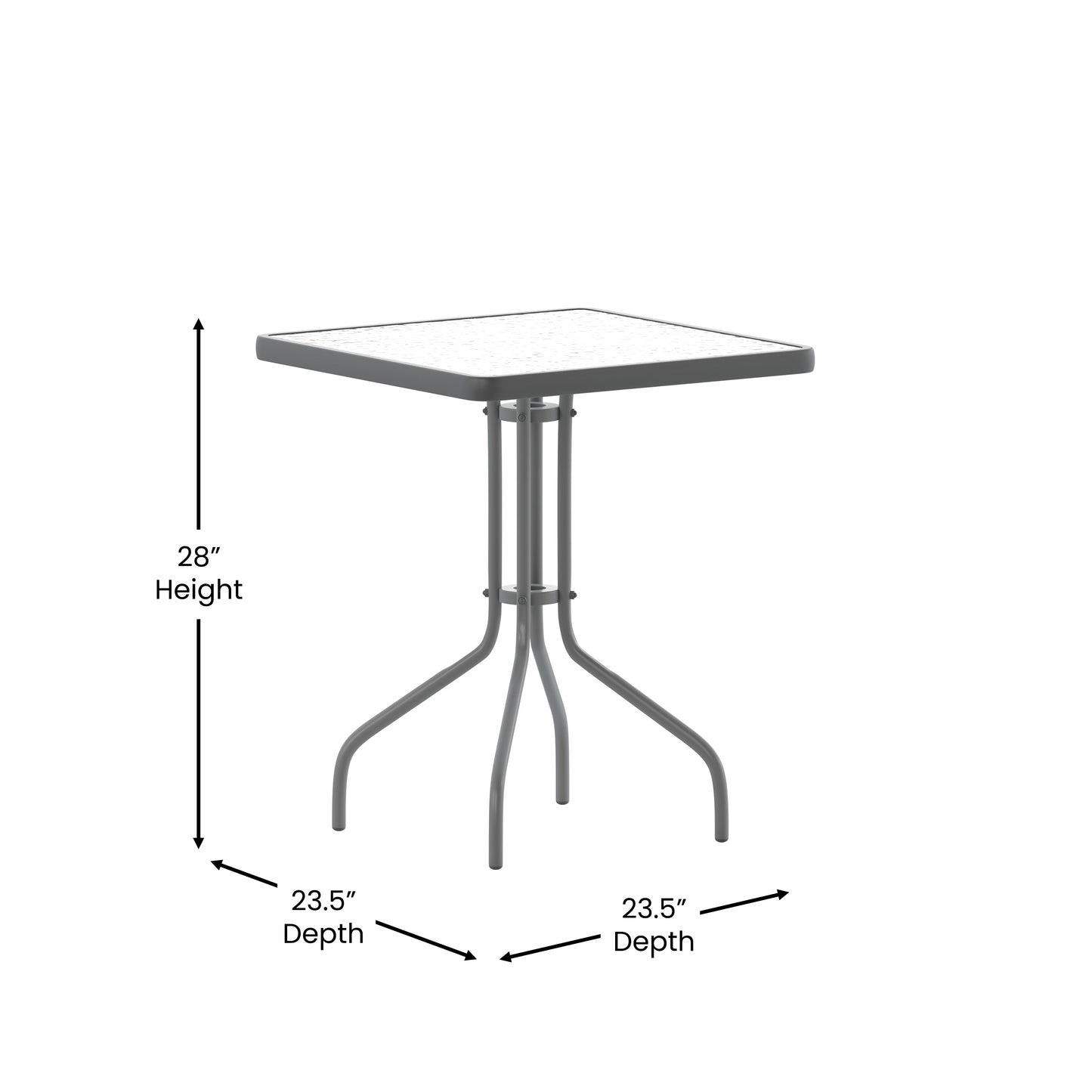 23.75" Square Tempered Glass Commercial Table