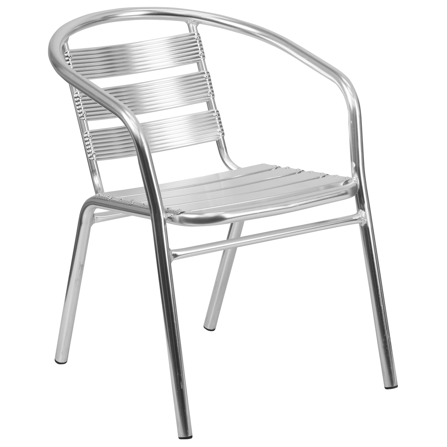 Commercial Aluminum Indoor-Outdoor Restaurant Stack Chair with Triple Slat Back