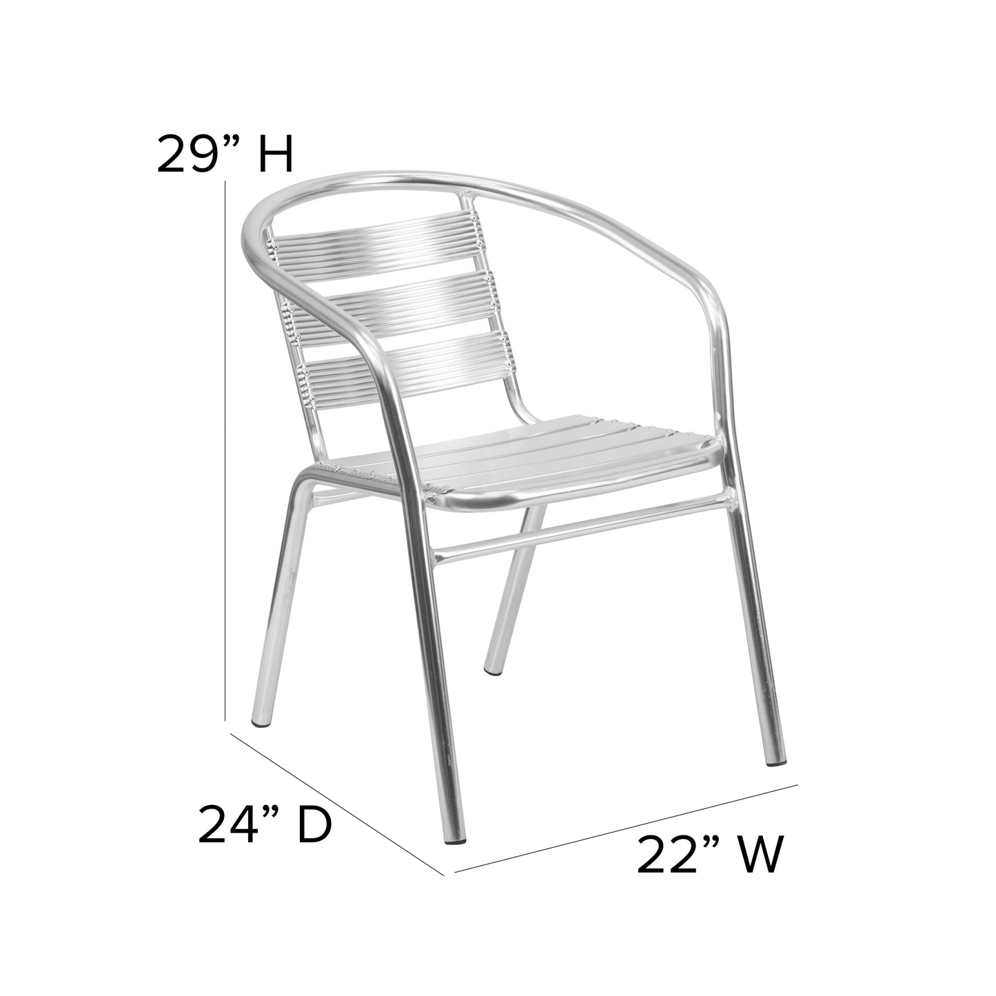 Commercial Aluminum Indoor-Outdoor Restaurant Stack Chair with Triple Slat Back