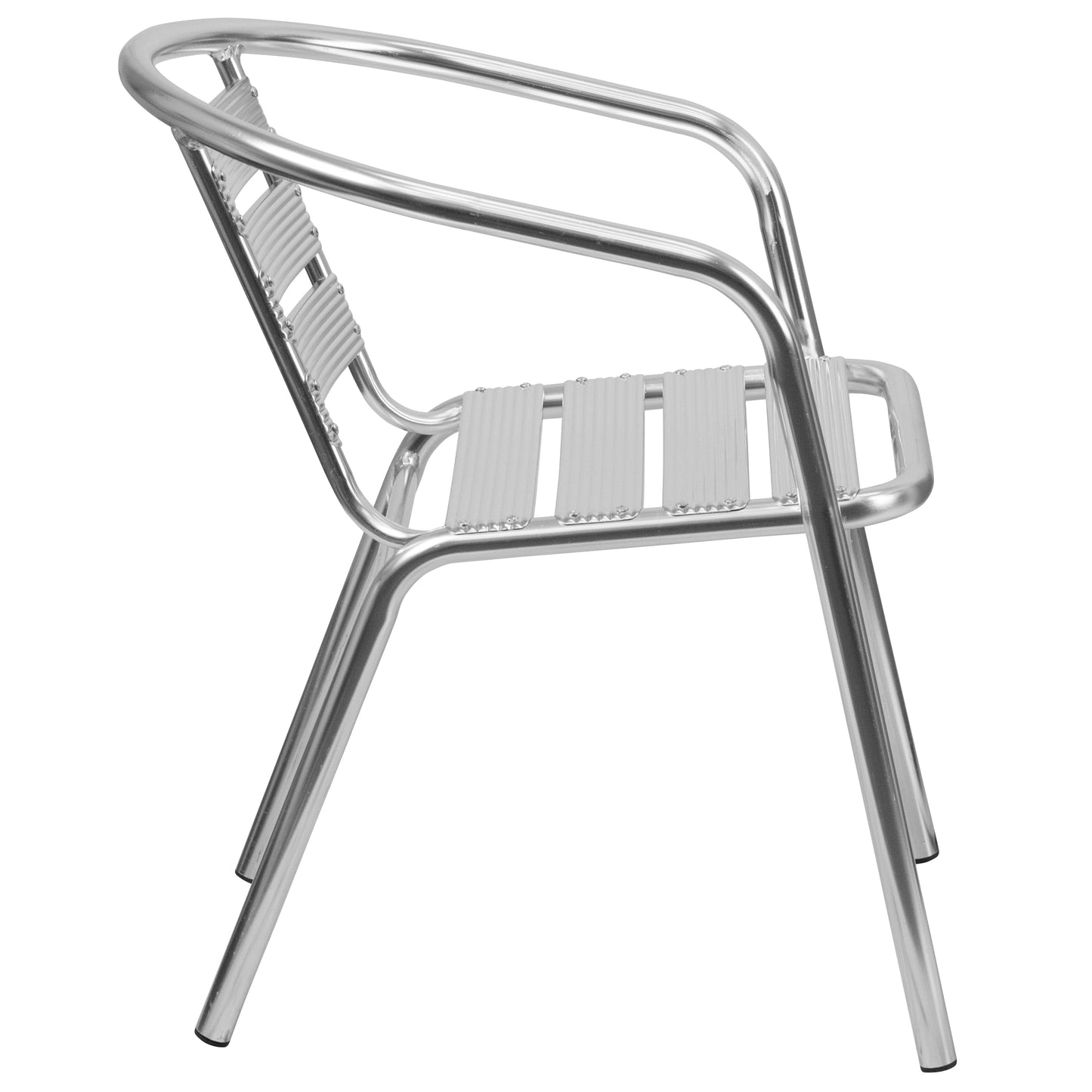 Commercial Aluminum Indoor-Outdoor Restaurant Stack Chair with Triple Slat Back