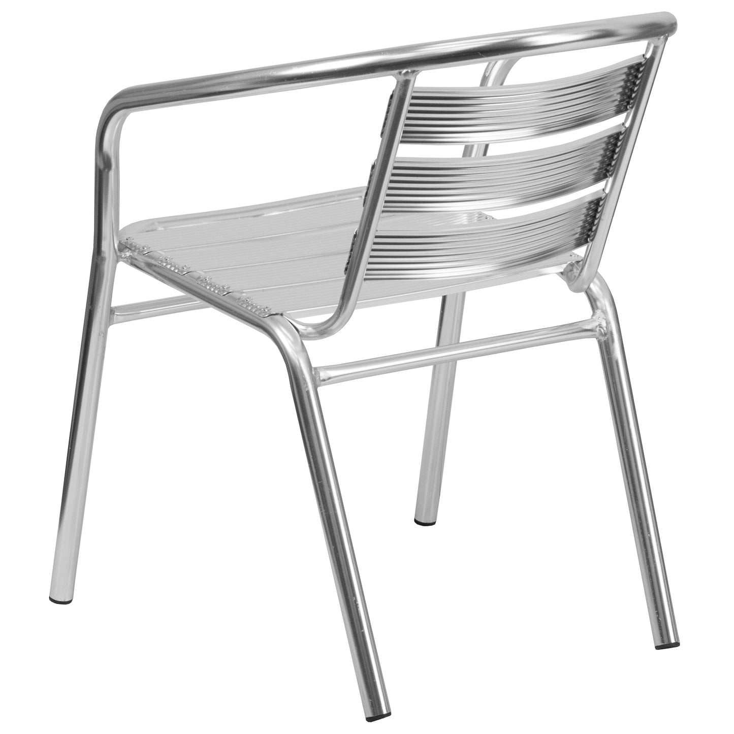 Commercial Aluminum Indoor-Outdoor Restaurant Stack Chair with Triple Slat Back