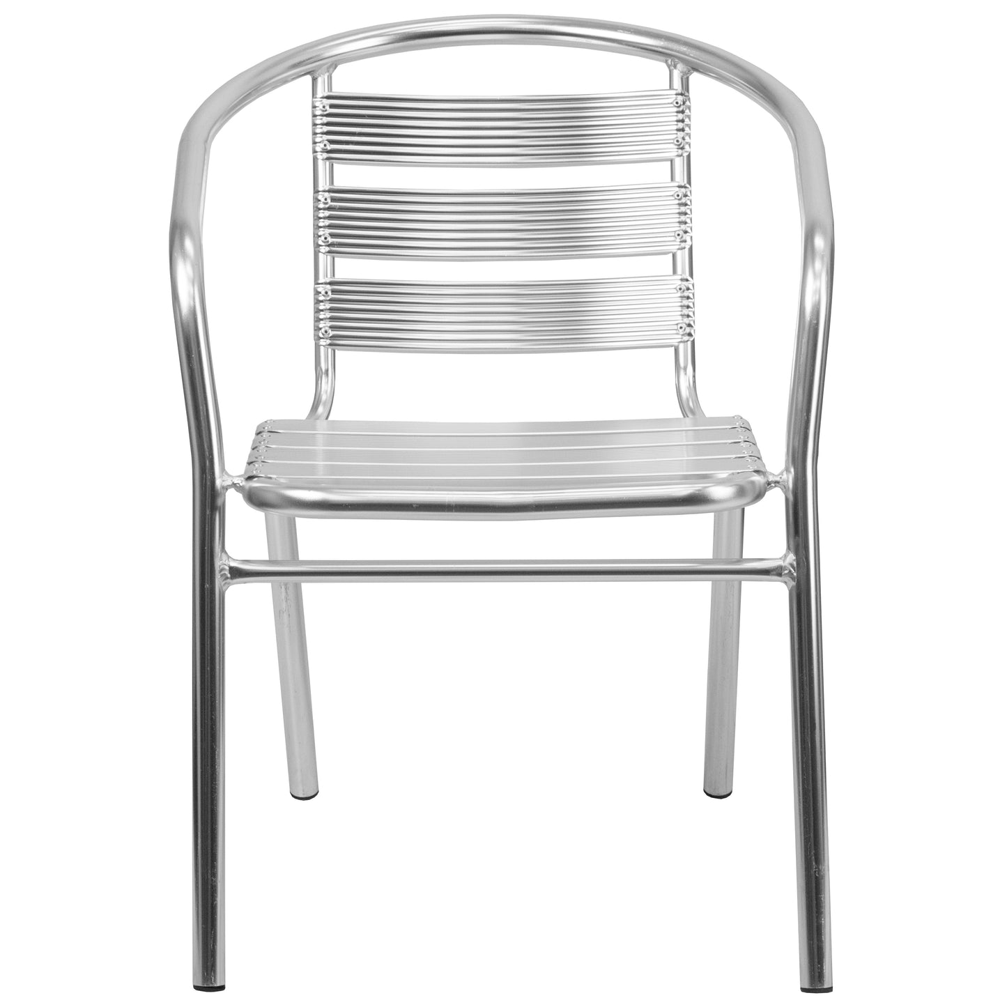 Commercial Aluminum Indoor-Outdoor Restaurant Stack Chair with Triple Slat Back