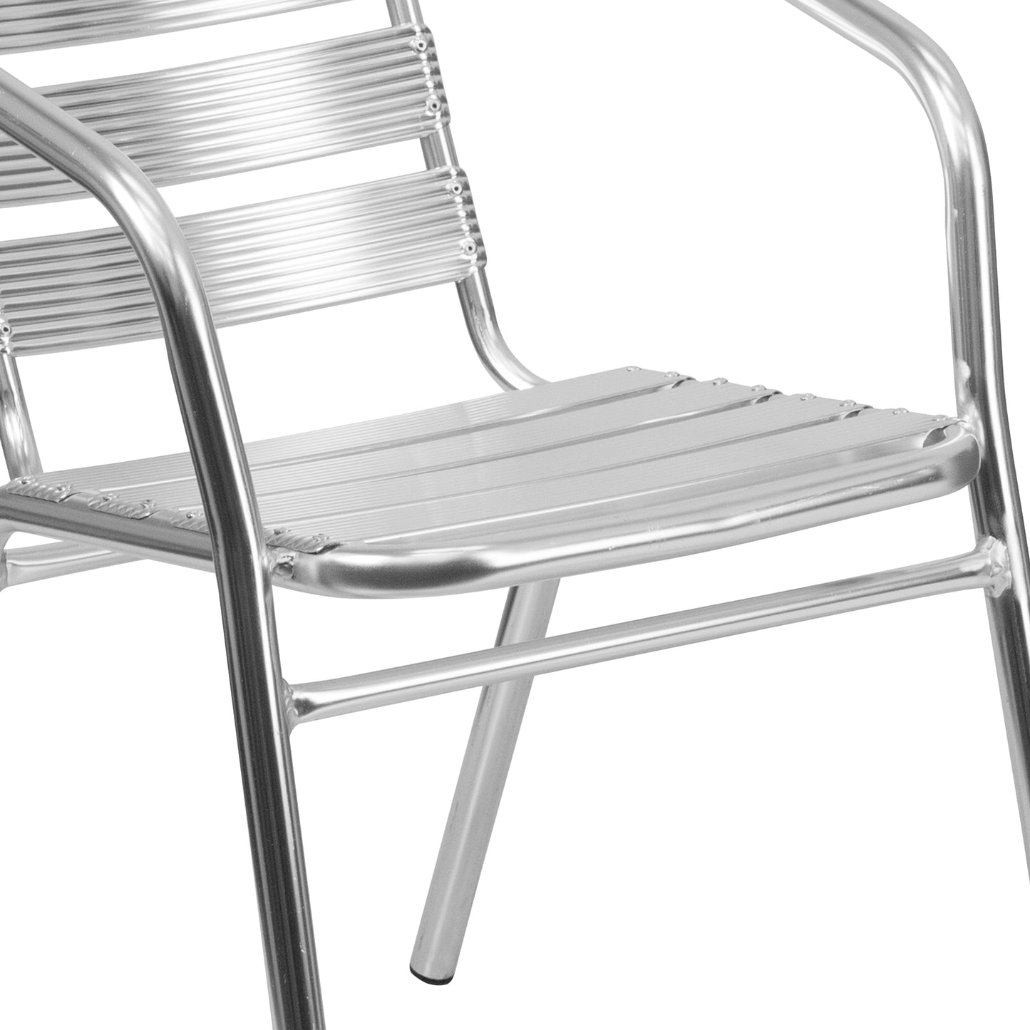 Commercial Aluminum Indoor-Outdoor Restaurant Stack Chair with Triple Slat Back