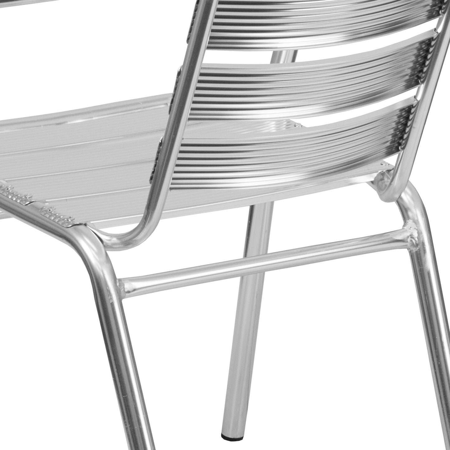 Commercial Aluminum Indoor-Outdoor Restaurant Stack Chair with Triple Slat Back