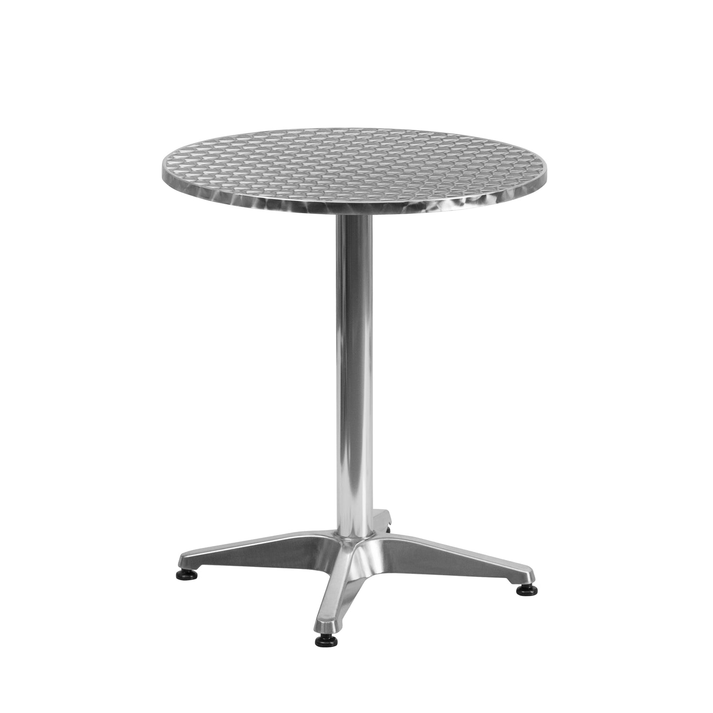 23.5'' Round Aluminum Indoor-Outdoor Table Set with 2 Slat Back Chairs