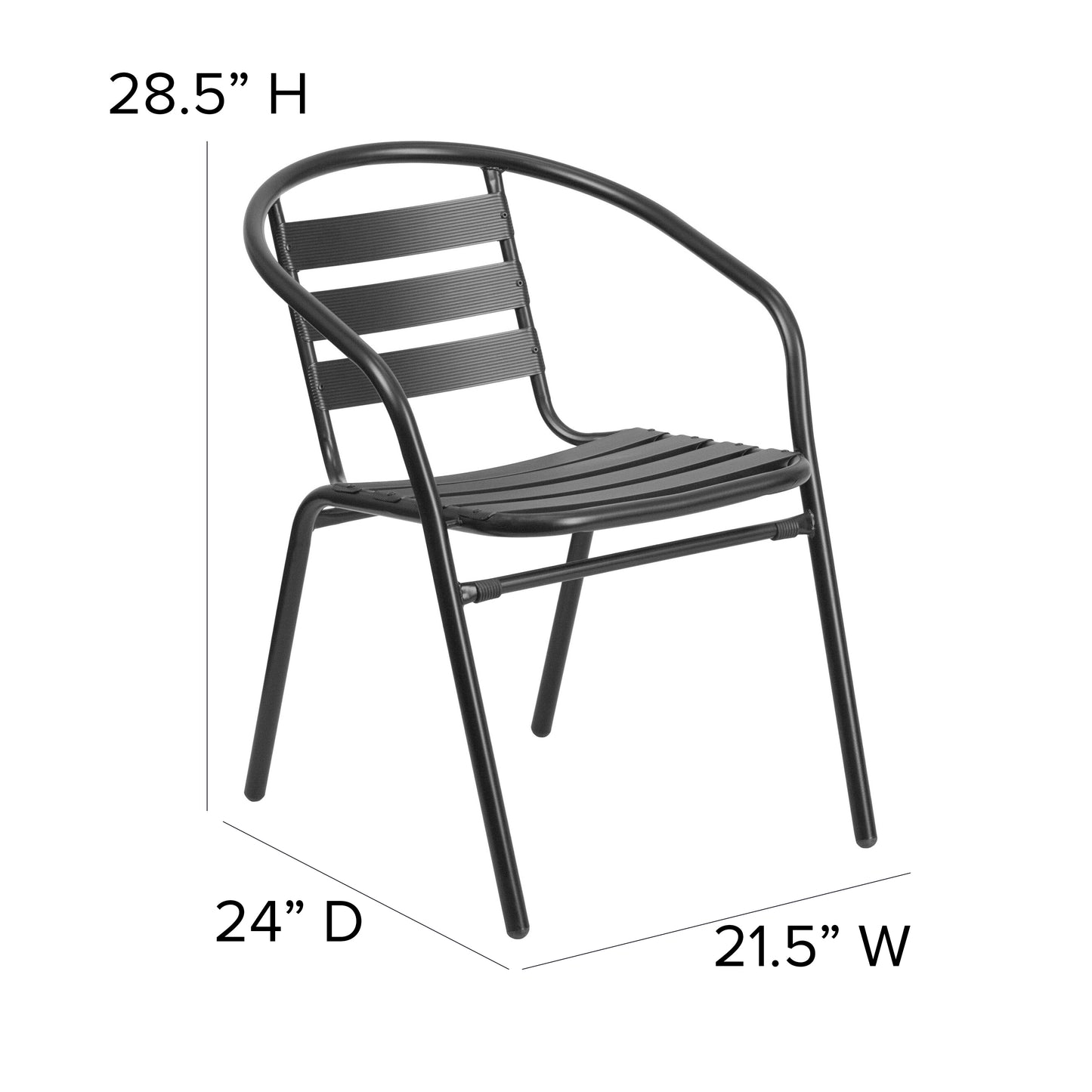 27.5'' Square Aluminum Indoor-Outdoor Table Set with 2 Slat Back Chairs